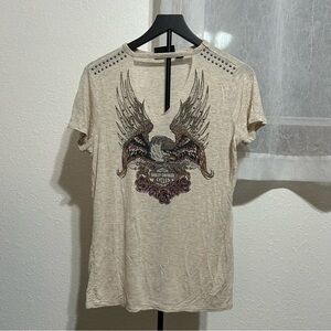 Studded Beige Graphic Tee